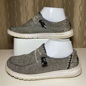 Hey Dude Wendy Chambray Onyx Women's 6 Gray Walking Shoes Loafers 121414203
